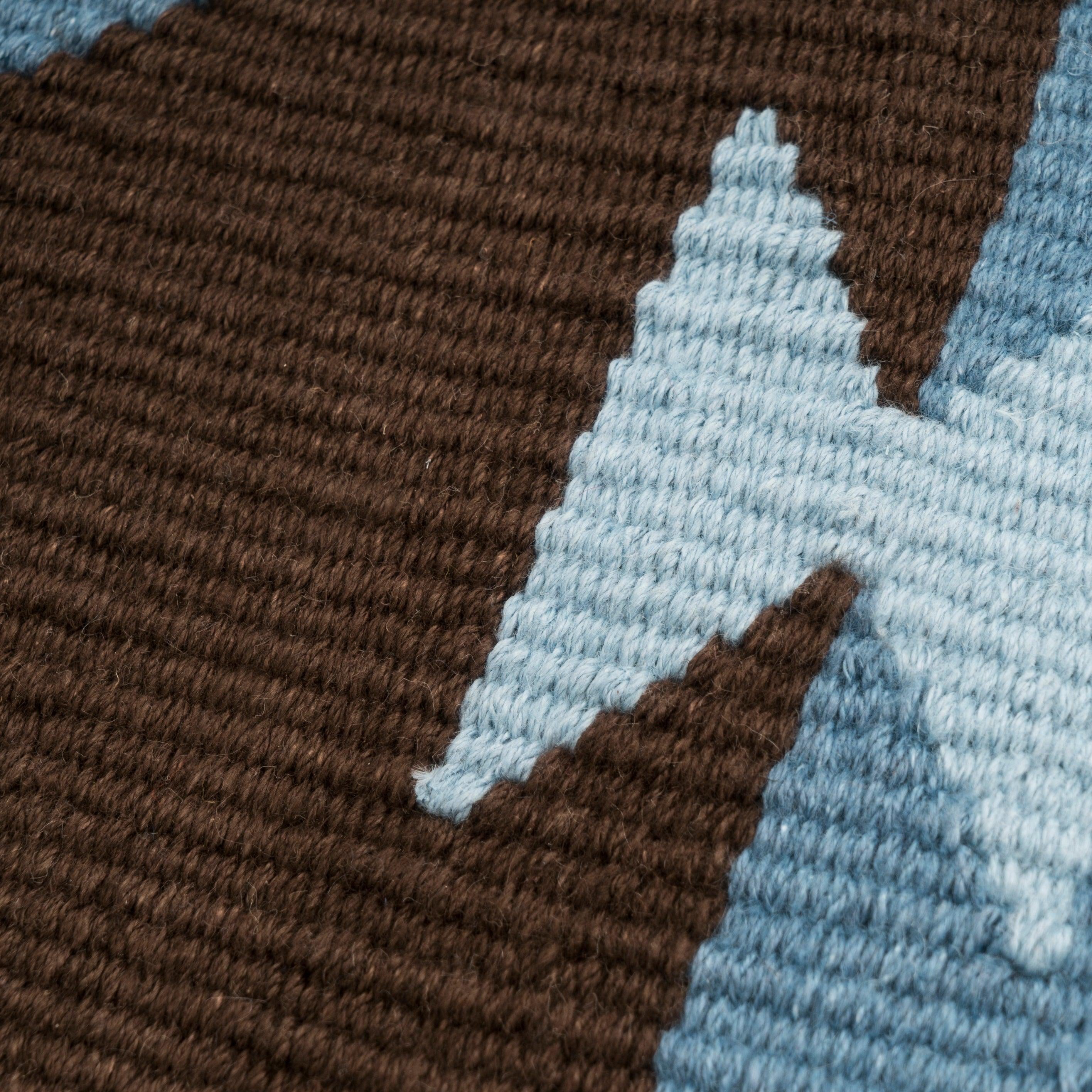 Game Board Handwoven Hemp Designer Rug in Shades of Blue/Brown - 9IHRDOK004016 - Arconiz