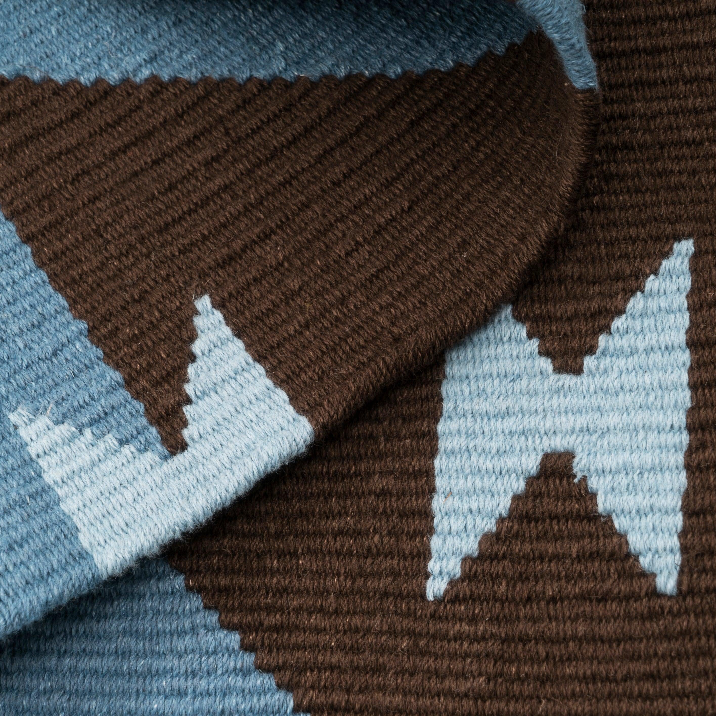 Game Board Handwoven Hemp Designer Rug in Shades of Blue/Brown - 9IHRDOK004016 - Arconiz