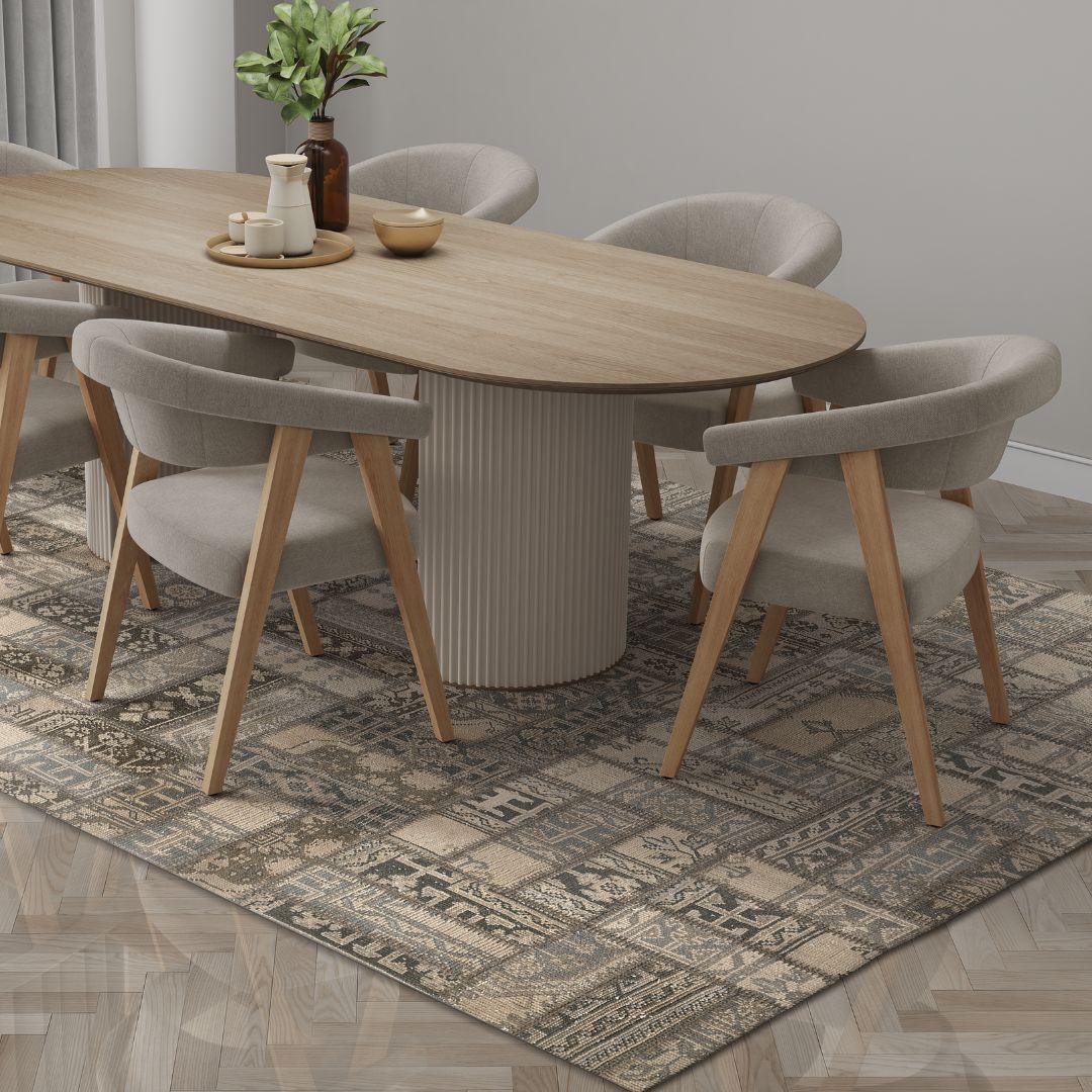 Vintage Dustveil Blue Turkish Patchwork Rug - TUR-GRAY-PAT-810-003 - Arconiz