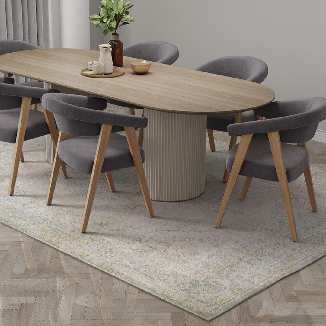 Vintage Beige Turkish Medallion Rug - TUR-BEI-ETH-610-003 - Arconiz