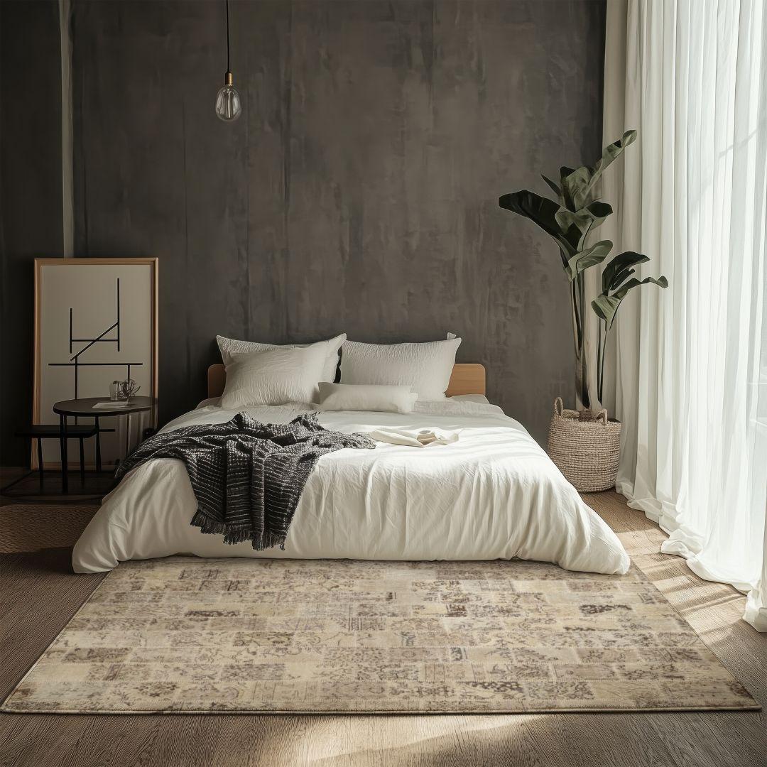 Vintage Mist Gray Patchwork Turkish Rug - TUR-GRAY-PAT-810-003 - Arconiz