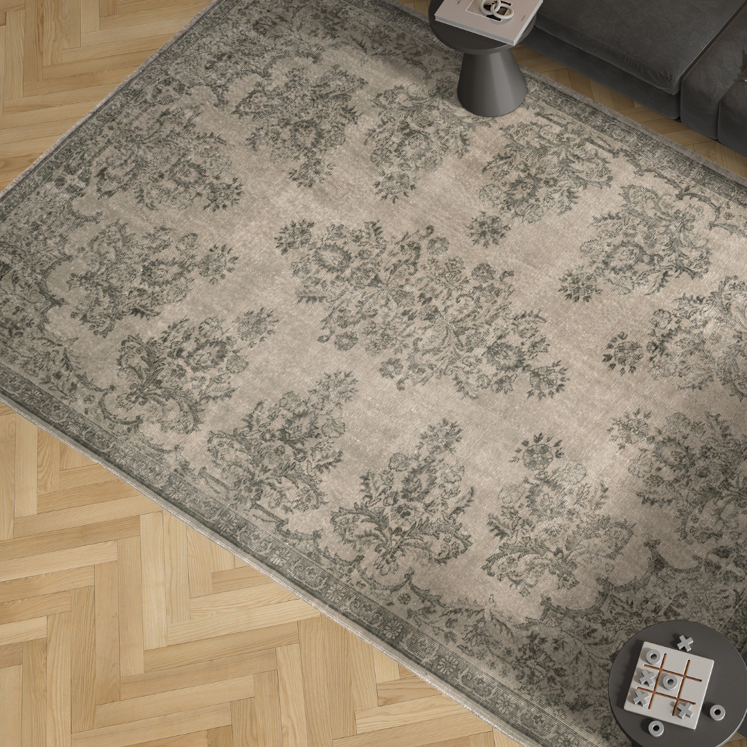 Vintage Beige Turkish Medallion Rug - TUR-BEI-VHE-610-012 - Arconiz