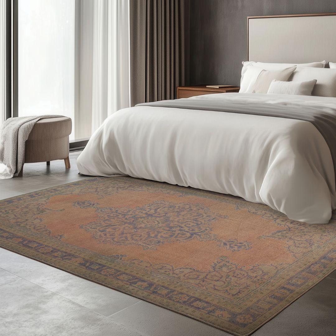 Vintage Beige Turkish Medallion Rug - TUR-PNK-AZU-79-011 - Arconiz