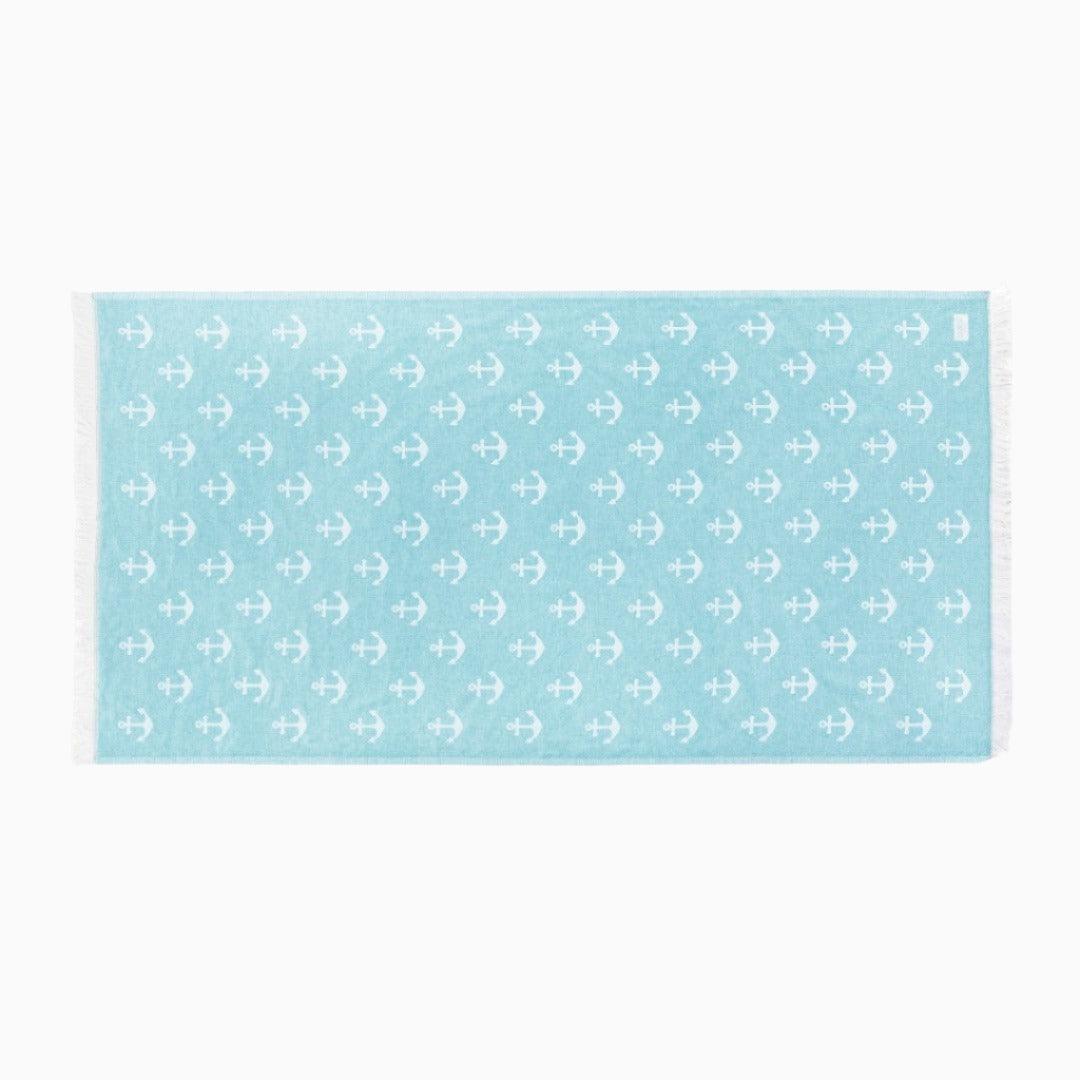 Luxurious Turkish Cotton Beach Towel - Anchor Design Aqua - HV-T949-RBM8 - Arconiz