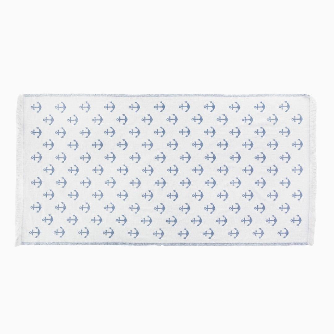 Luxurious Turkish Cotton Beach Towel - Anchor Design Blue - RQ-HVTV-GYI5 - Arconiz