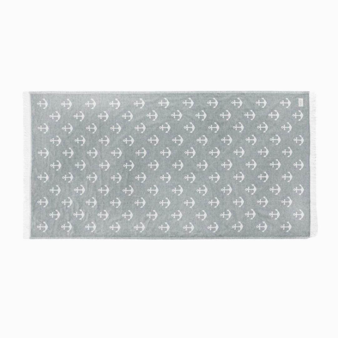 Luxurious Turkish Cotton Beach Towel - Anchor Design Grey - IN-NT05-GYQG - Arconiz