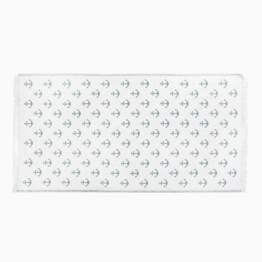 Luxurious Turkish Cotton Beach Towel - Anchor Design Grey - IN-NT05-GYQG - Arconiz