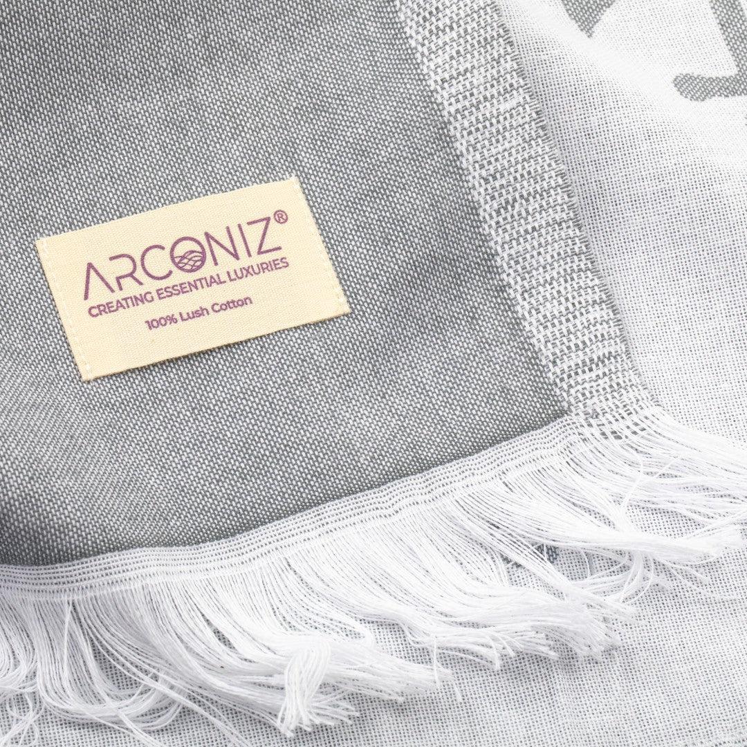 Luxurious Turkish Cotton Beach Towel - Anchor Design Grey - IN-NT05-GYQG - Arconiz