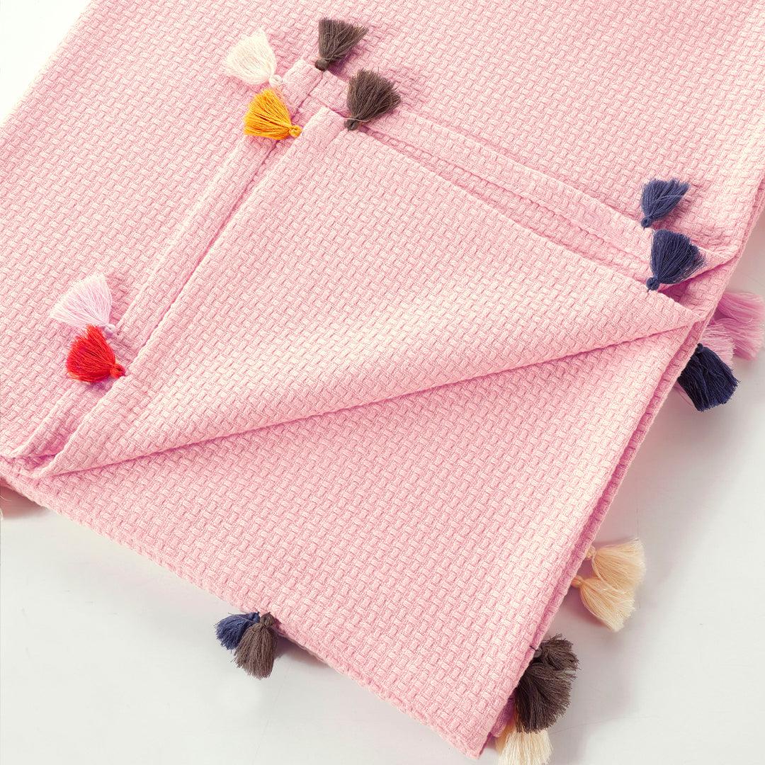 Premium Turkish Cotton Queen Blanket - Soft Pique Weave Pink - BBL-PIKE-PIN-80.96-1.2.1 - Arconiz