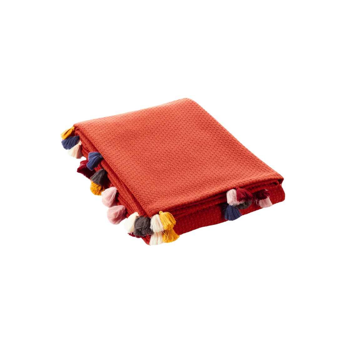 Premium Turkish Cotton Queen Blanket - Soft Pique Weave Burnt Orange - BBL-PIKE-TER-80.96-1.3.1 - Arconiz