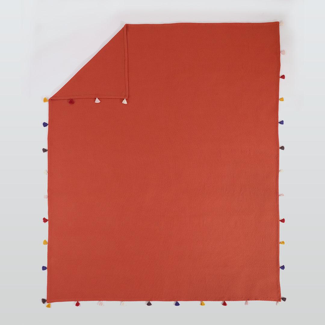 Premium Turkish Cotton Queen Blanket - Soft Pique Weave Burnt Orange - BBL-PIKE-TER-80.96-1.3.1 - Arconiz