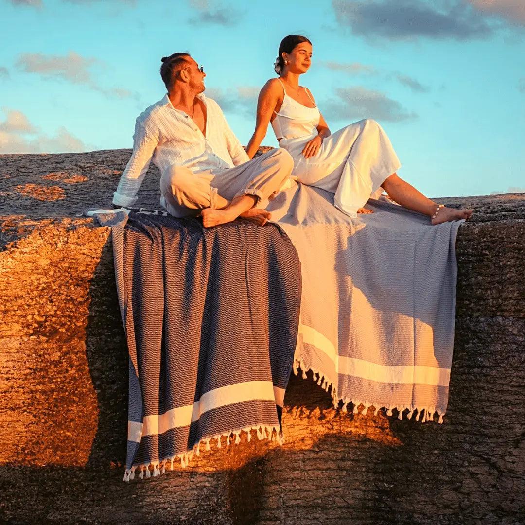 Luxurious Cotton Throw - Soft Boho Stripe Black - Bsk-Thr-1317-1U - Black - Arconiz