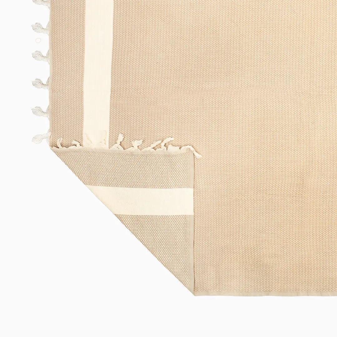 Luxurious Cotton Throw - Soft Boho Stripe Beige - Bsk-Thr-1317-1U - Beige - Arconiz