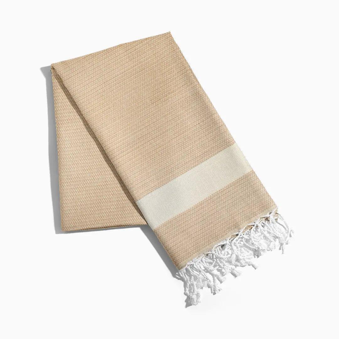 Luxurious Cotton Throw - Soft Boho Stripe Beige - Bsk-Thr-1317-1U - Beige - Arconiz
