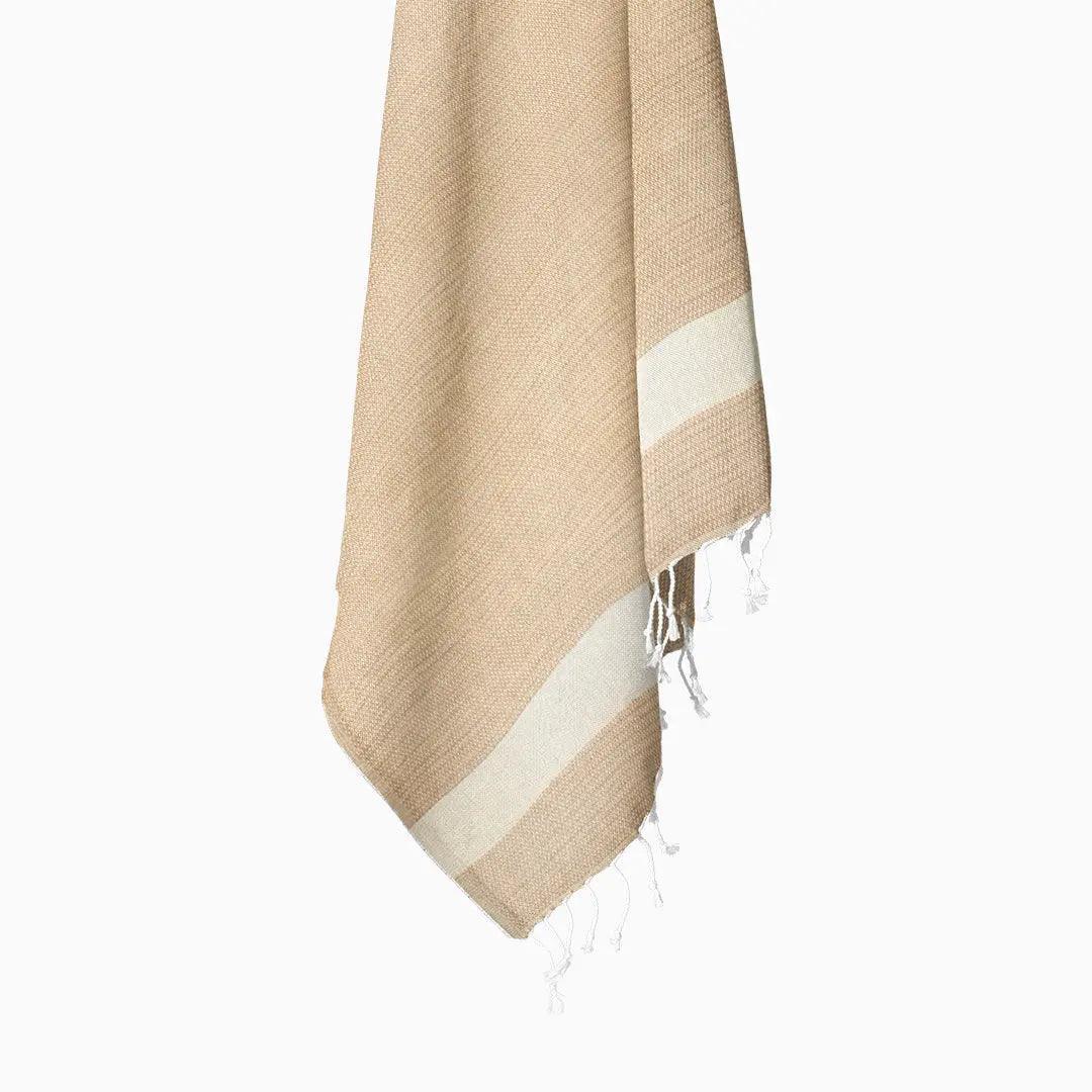 Luxurious Cotton Throw - Soft Boho Stripe Beige - Bsk-Thr-1317-1U - Beige - Arconiz