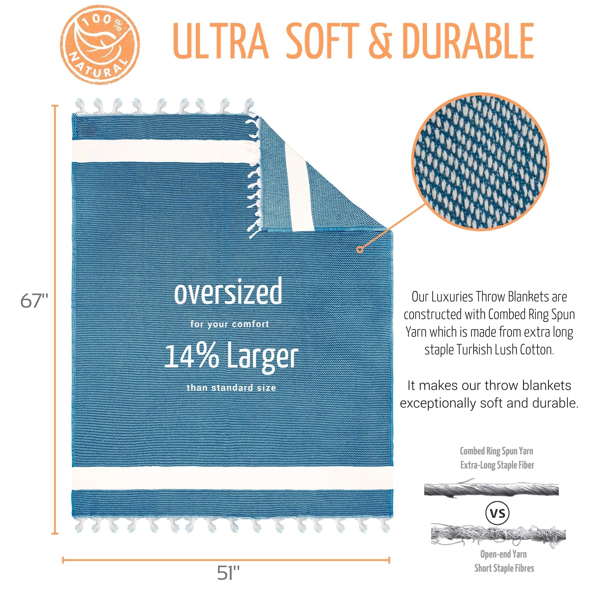 Luxurious Cotton Throw - Soft Boho Stripe Dark Grey - Bsk-Thr-1317-1U - Dark Grey - Arconiz