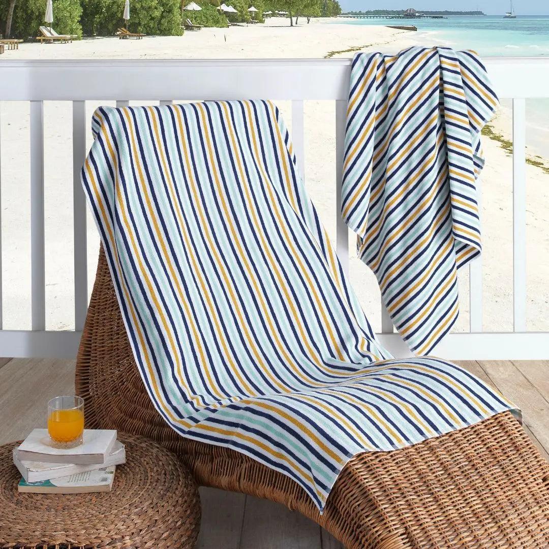 Cabana Beach Turkish Cotton Towel Terry Striped Single Aqua - CIZ-AQUA-39.59-1.2.1 - Arconiz