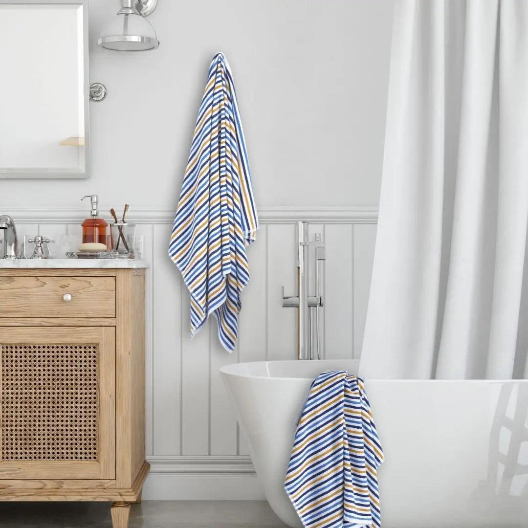 Cabana Beach Turkish Cotton Towel Terry Striped Single Blue - CIZ-BLUE-39.59-1.2.1 - Arconiz