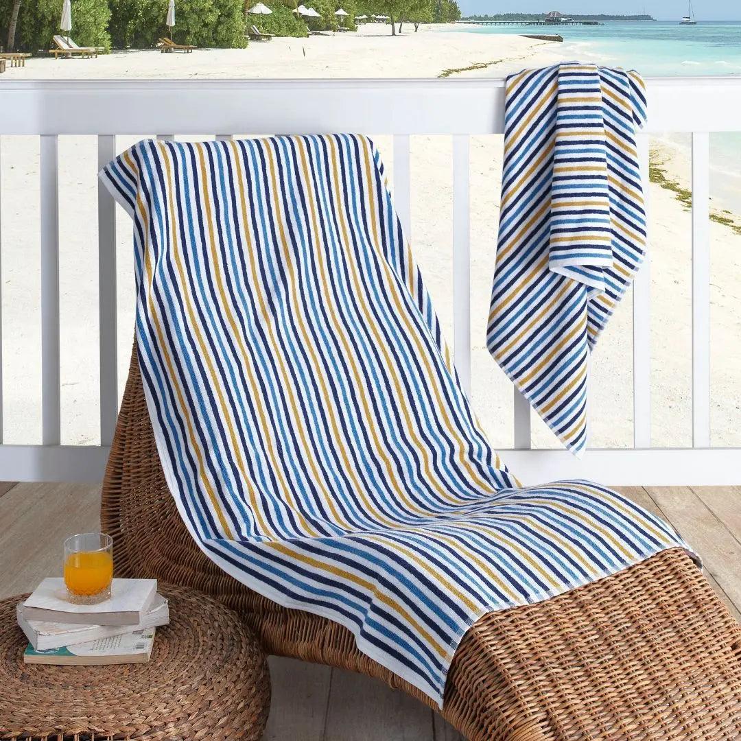 Cabana Beach Turkish Cotton Towel Terry Striped Single Blue - CIZ-BLUE-39.59-1.2.1 - Arconiz