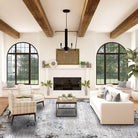 Modern Abstract Area Rug White Gray Gold, High Pile Height - DIA-10271-BRO-5X7-5.1 - Arconiz