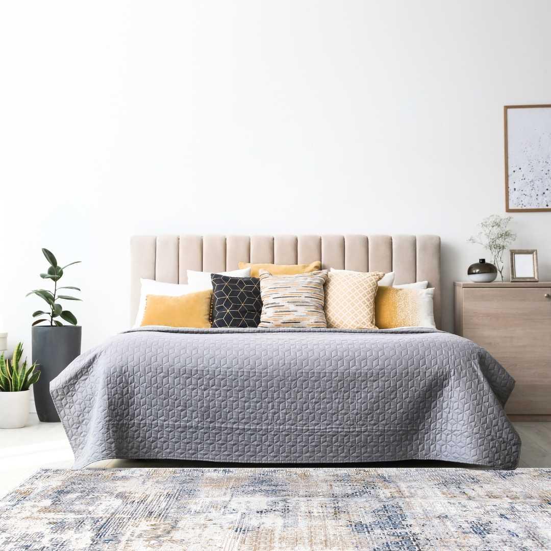 Modern Abstract Area Rug, Blue and Gray Geometric - DIA-23239-MUL-5X7-5.1 - Arconiz