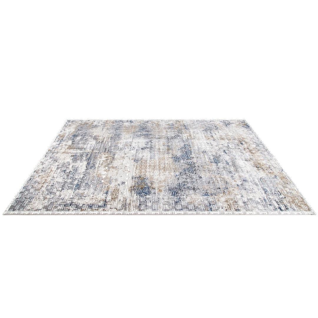 Modern Abstract Area Rug, Blue and Gray Geometric - DIA-23239-MUL-5X7-5.1 - Arconiz