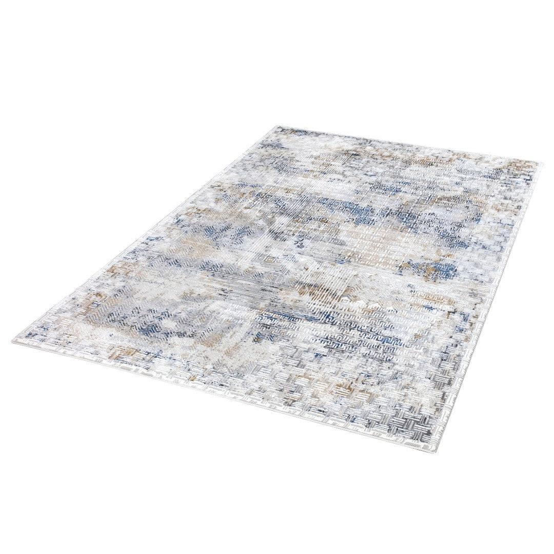 Modern Abstract Area Rug, Blue and Gray Geometric - DIA-23239-MUL-5X7-5.1 - Arconiz