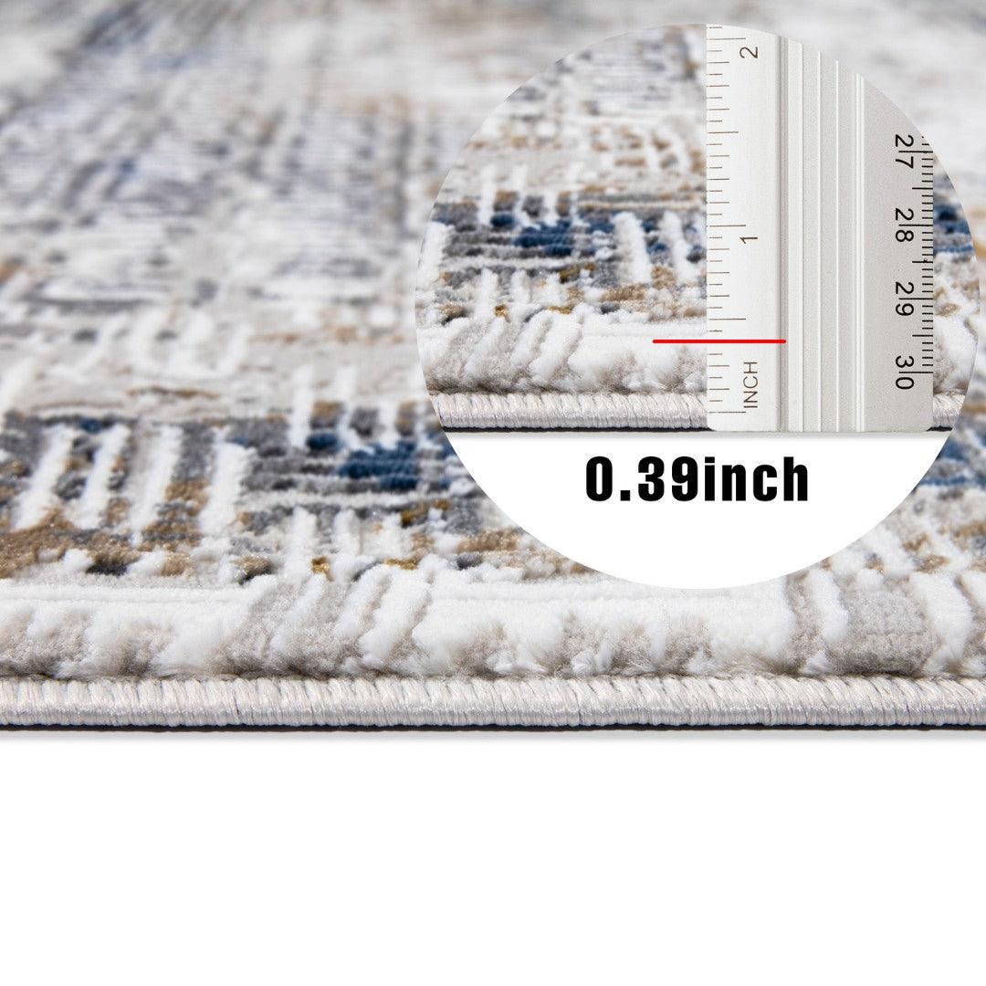 Modern Abstract Area Rug, Blue and Gray Geometric - DIA-23239-MUL-5X7-5.1 - Arconiz