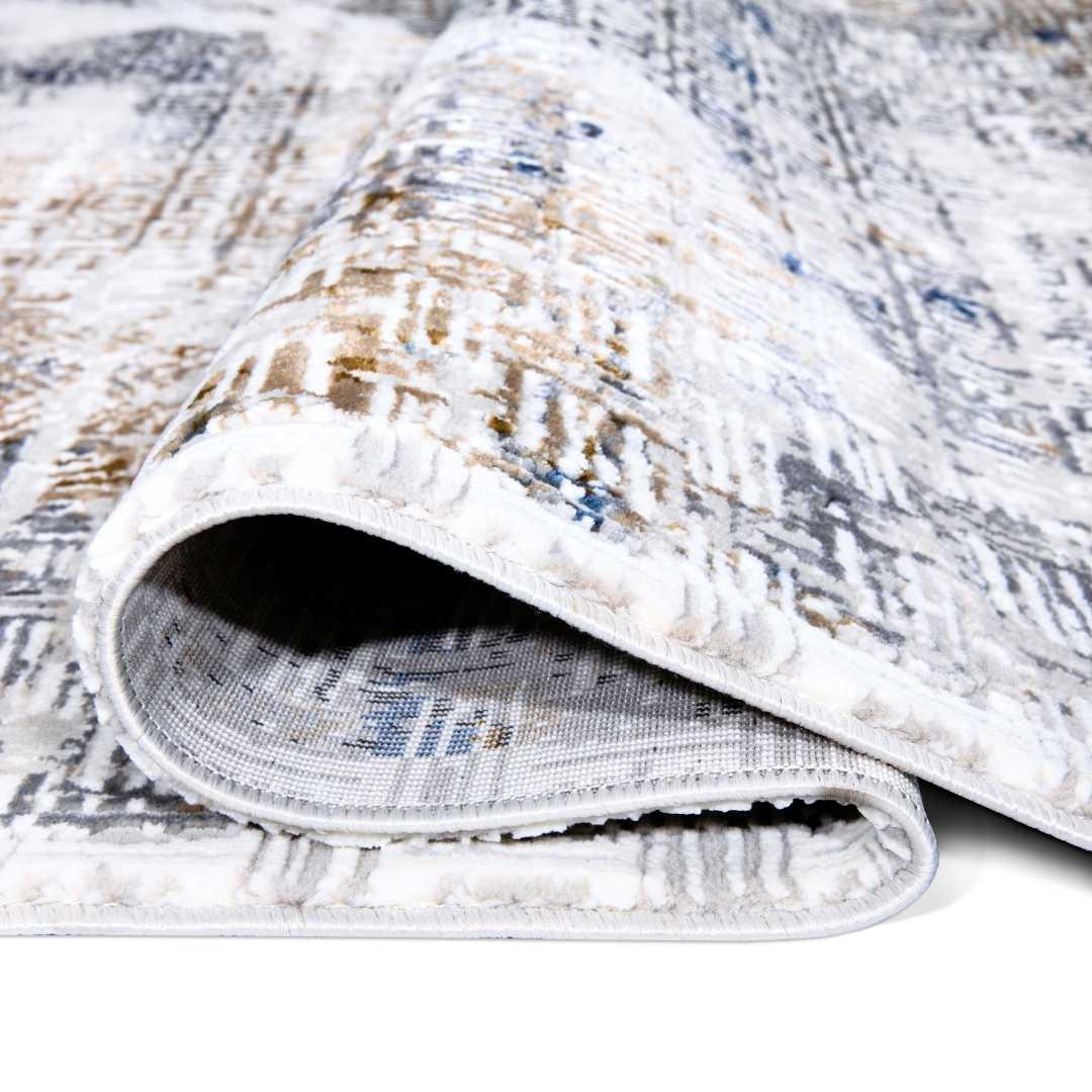 Modern Abstract Area Rug, Blue and Gray Geometric - DIA-23239-MUL-5X7-5.1 - Arconiz