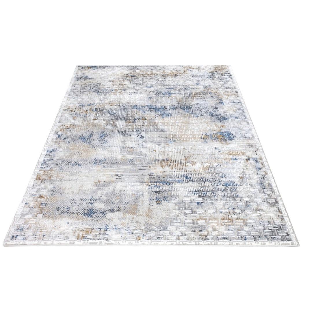 Modern Abstract Area Rug, Blue and Gray Geometric - DIA-23239-MUL-5X7-5.1 - Arconiz