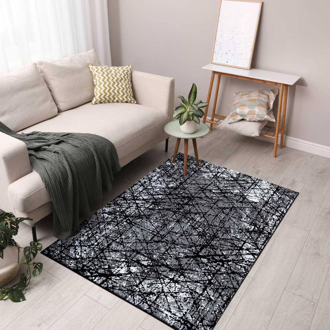 Modern Abstract Area Rug - Charcoal, Soft, Durable for High Traffic - DIA-23354-ANT-3X5-5.1 - Arconiz