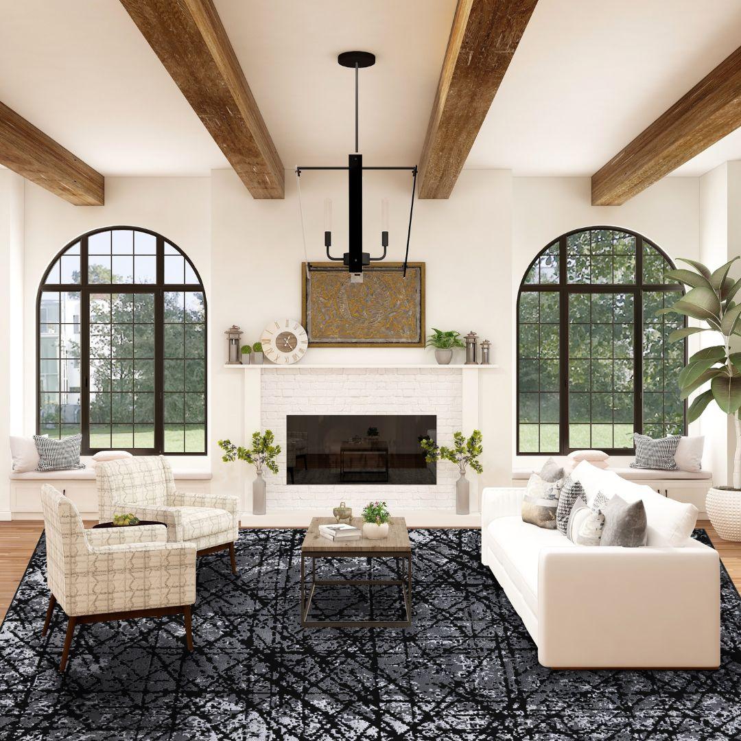 Modern Abstract Area Rug - Charcoal, Soft, Durable for High Traffic - DIA-23354-ANT-3X5-5.1 - Arconiz