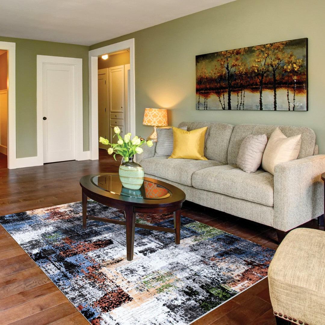 Multicolor Abstract Area Rug - High Pile, Durable, Soft Underfoot - DIA-25095-MUL-5X7-5.1 - Arconiz