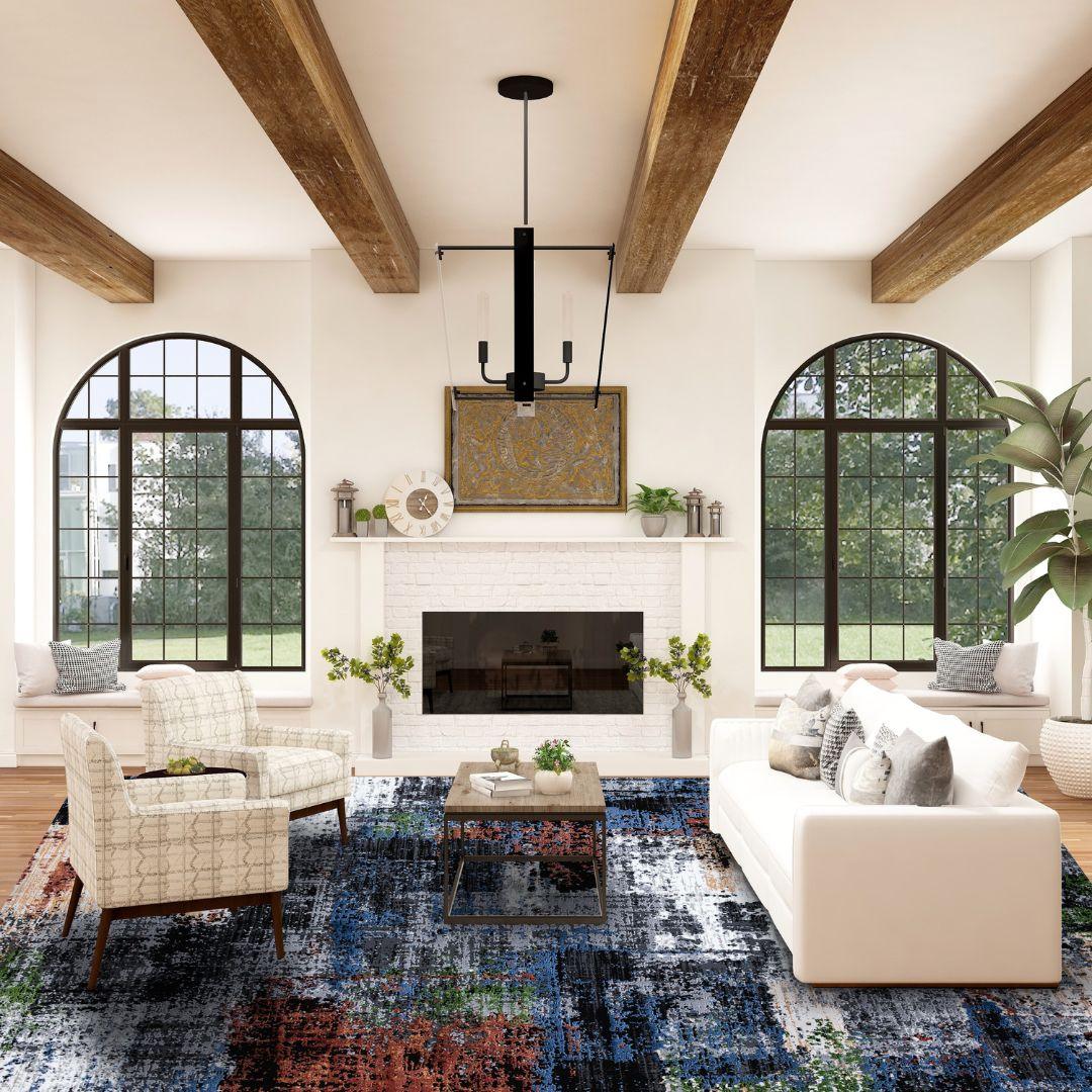 Multicolor Abstract Area Rug - High Pile, Durable, Soft Underfoot - DIA-25095-MUL-5X7-5.1 - Arconiz