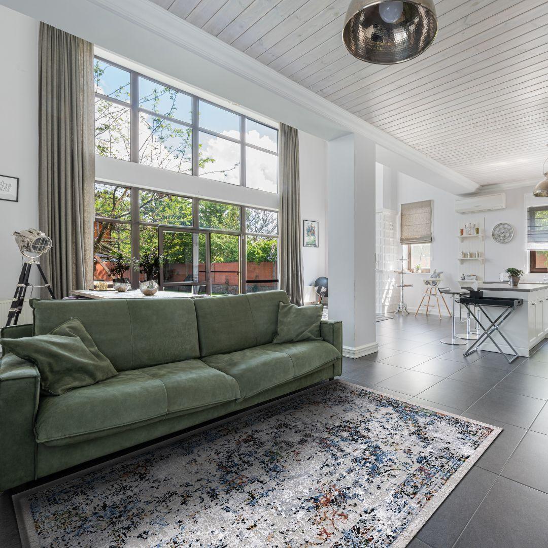 White Multicolor Abstract Area Rug - Thick, Soft High Pile, Durable - DIA-27149-MUL-3X5-5.1 - Arconiz