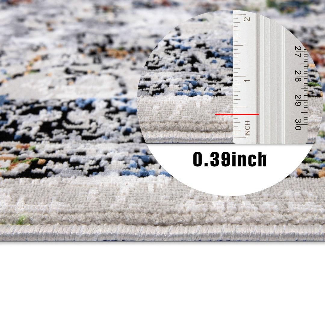 White Multicolor Abstract Area Rug - Thick, Soft High Pile, Durable - DIA-27149-MUL-3X5-5.1 - Arconiz
