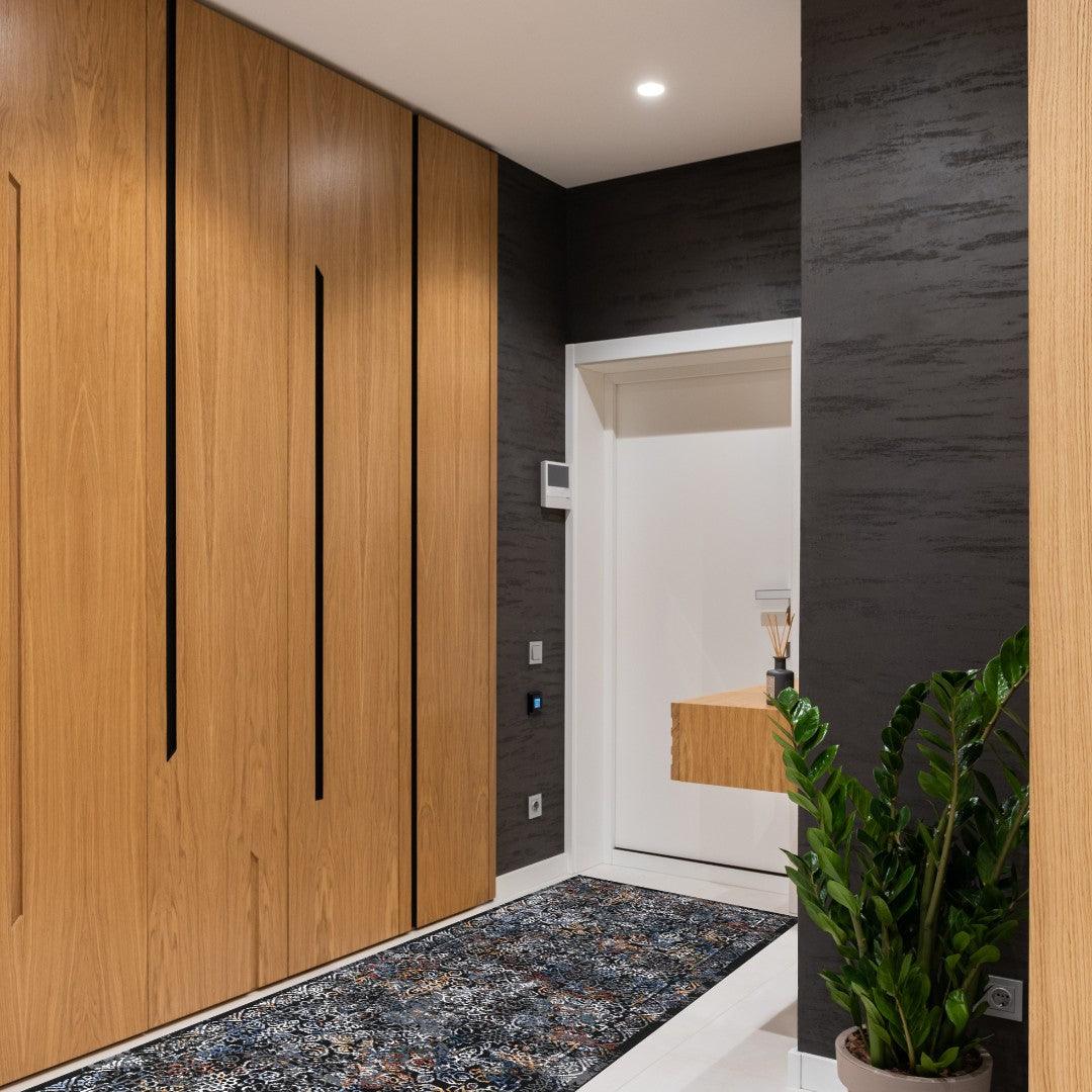 Floral Oriental Area Rug, Black Multicolor, No Shedding - DIA-27151-MUL-2X6-5.1 - Arconiz