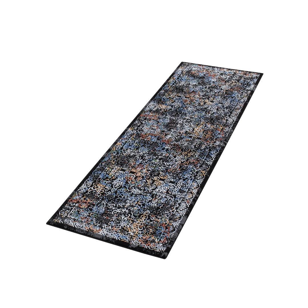 Floral Oriental Area Rug, Black Multicolor, No Shedding - DIA-27151-MUL-2X6-5.1 - Arconiz