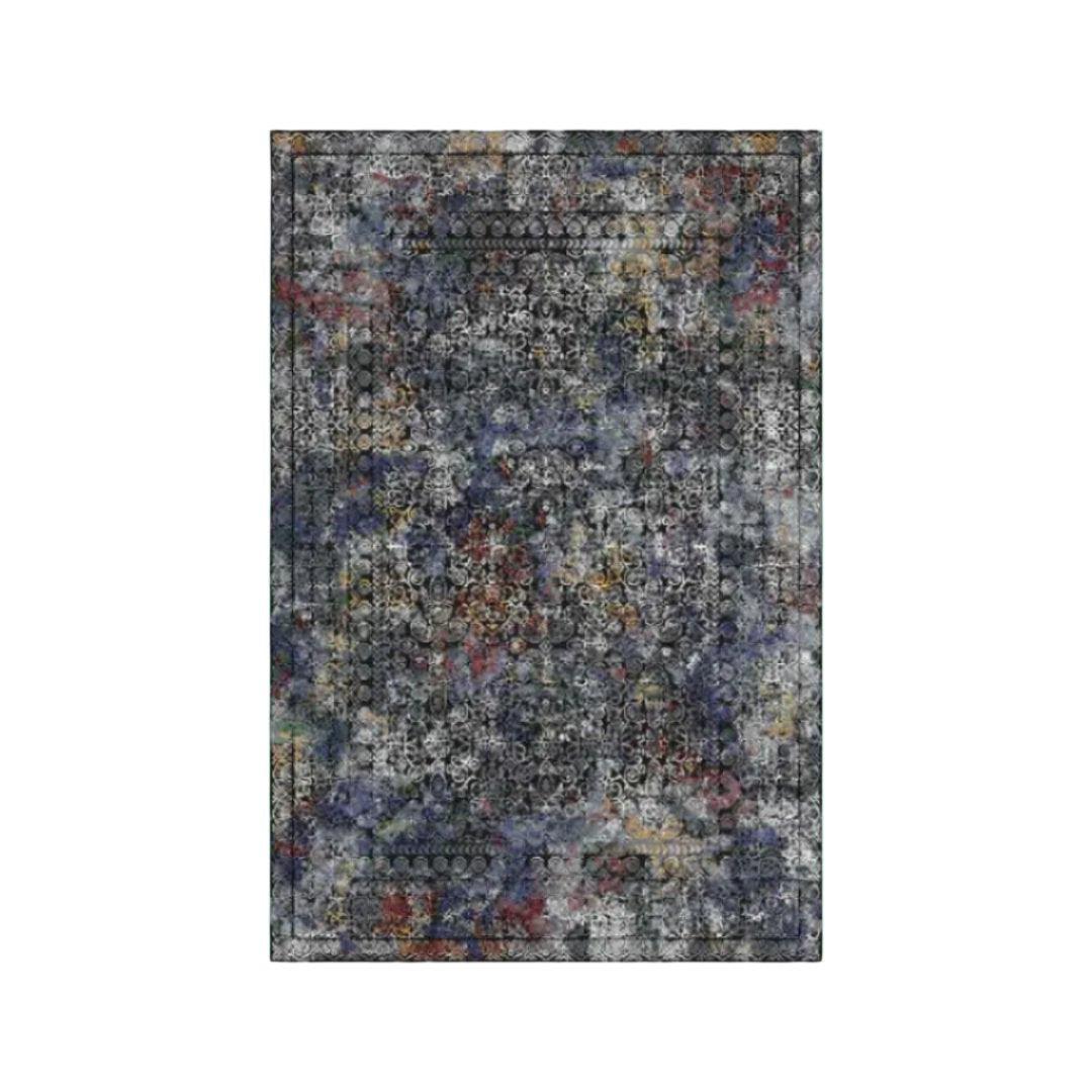 Floral Oriental Area Rug, Black Multicolor, No Shedding - DIA-27151-MUL-8X10-5.1 - Arconiz