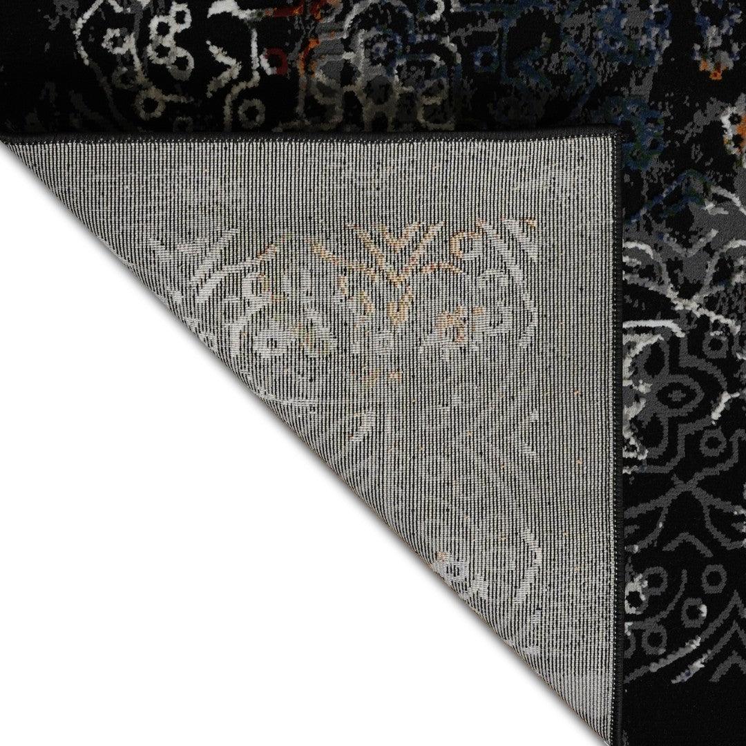 Floral Oriental Area Rug, Black Multicolor, No Shedding - DIA-27151-MUL-2X6-5.1 - Arconiz