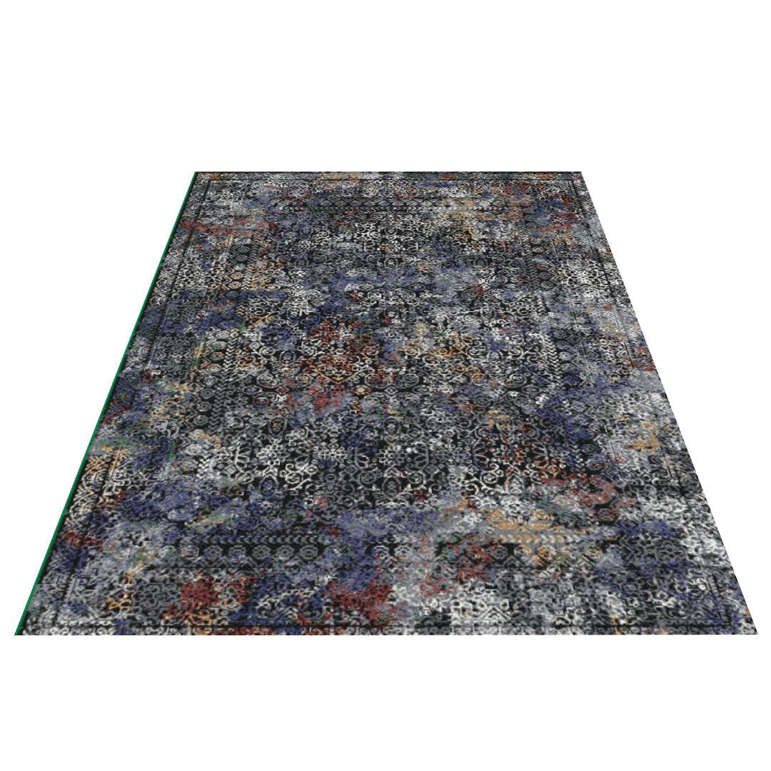 Floral Oriental Area Rug, Black Multicolor, No Shedding - DIA-27151-MUL-2X6-5.1 - Arconiz