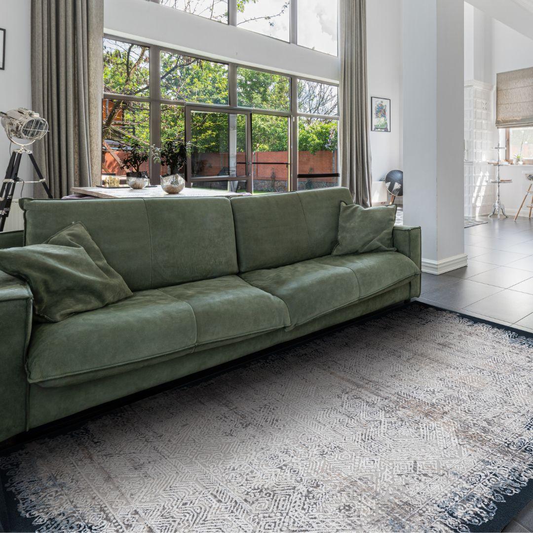 Vintage Distressed Area Rug in Gray and White - EME-10135-NAV-3X5-4.1 - Arconiz