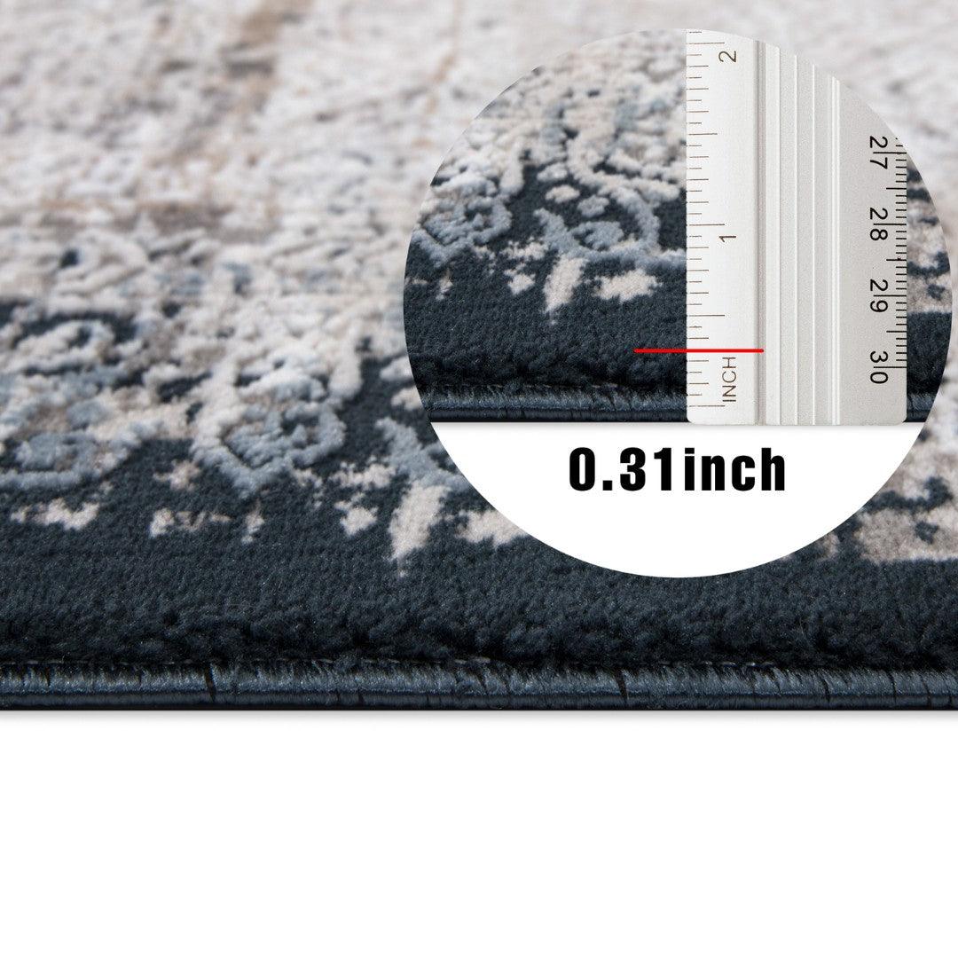 Vintage Distressed Area Rug in Gray and White - EME-10135-NAV-3X5-4.1 - Arconiz