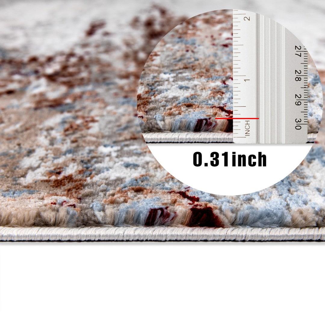 Distressed Area Rug Silver Gray ‚and Vintage with Modern Abstract Design, Durable - EME-23109-MUL-5X7-4.1 - Arconiz