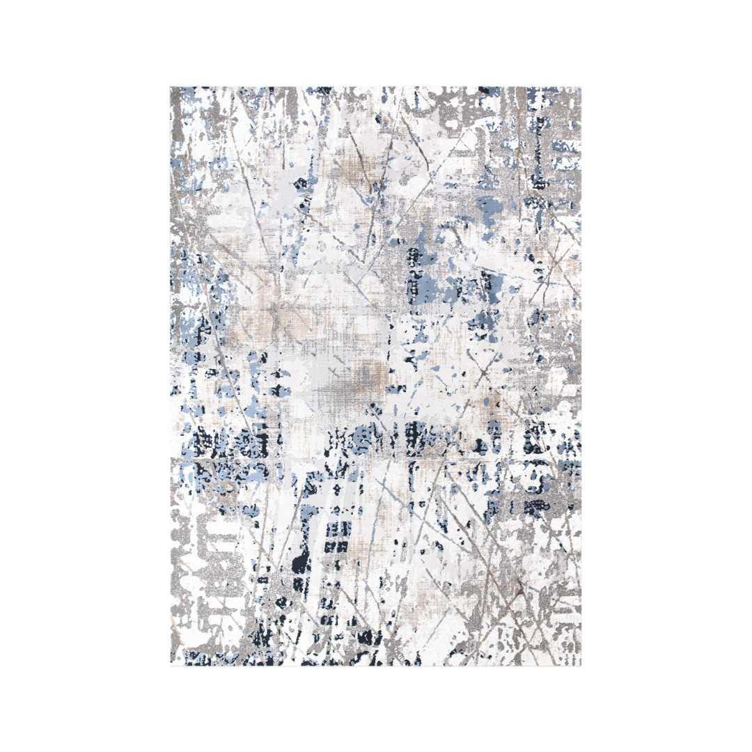 8x10 Modern Abstract Area Rug, Blue and Gray - EME-25019-NAV-8X10-4.1 - Arconiz