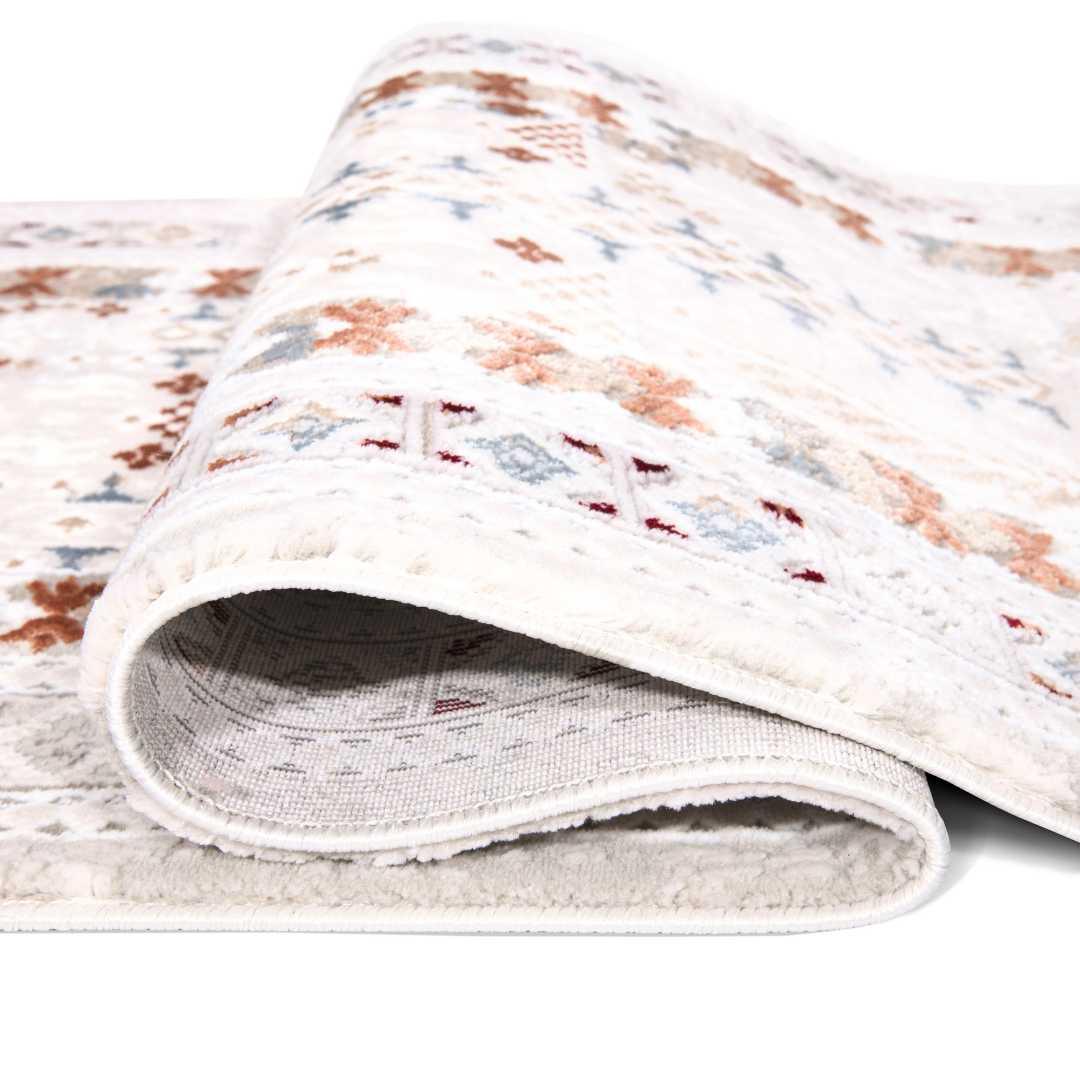 Bohemian Geometric Area Rug 8x10 - Ivory Cream, High Pile, Durable - EME-27092-MUL-2X6-4.1 - Arconiz