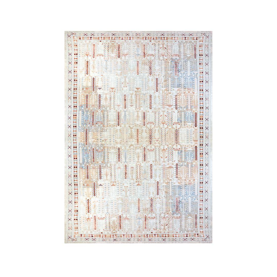 Bohemian Geometric Area Rug 8x10 - Ivory Cream, High Pile, Durable - EME-27092-MUL-8X10-4.1 - Arconiz