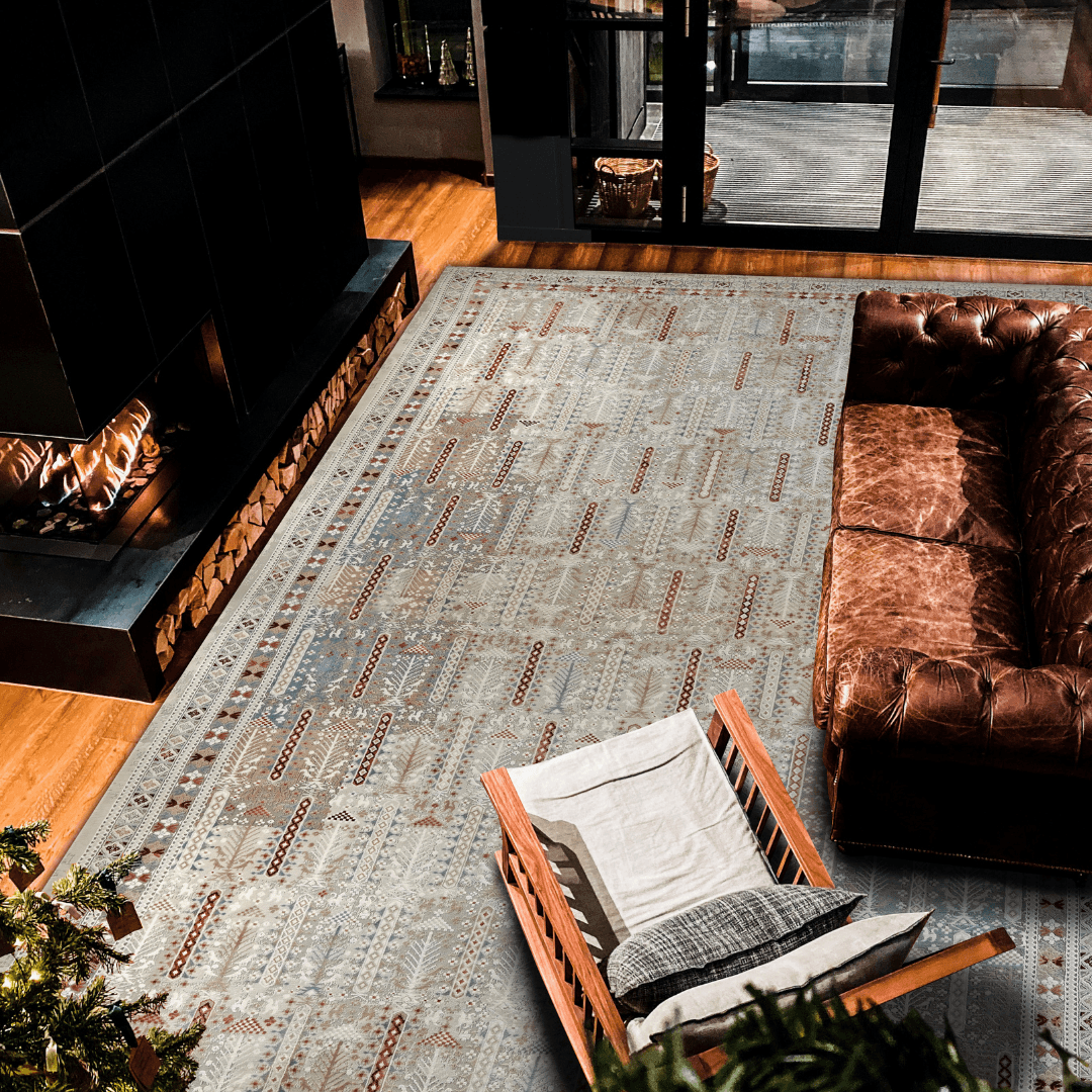 Bohemian Geometric Area Rug 8x10 - Ivory Cream, High Pile, Durable - EME-27092-MUL-2X6-4.1 - Arconiz