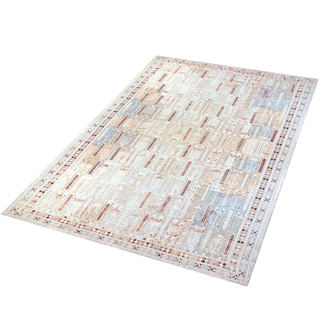 Bohemian Geometric Area Rug 8x10 - Ivory Cream, High Pile, Durable - EME-27092-MUL-2X6-4.1 - Arconiz