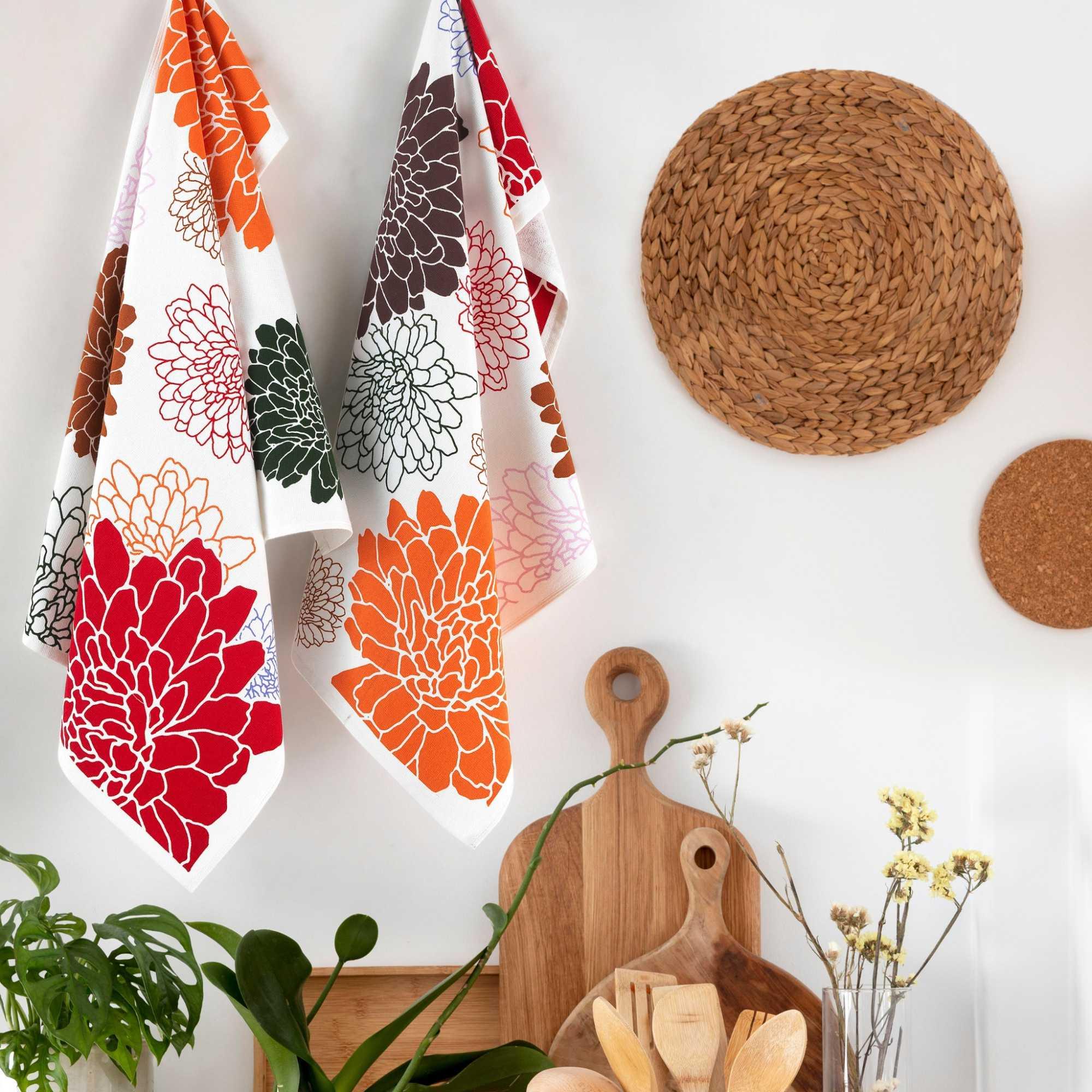 Floral Pattern Kitchen Towel - 2 Piece Set - QL-4WOH-XU19 - Arconiz